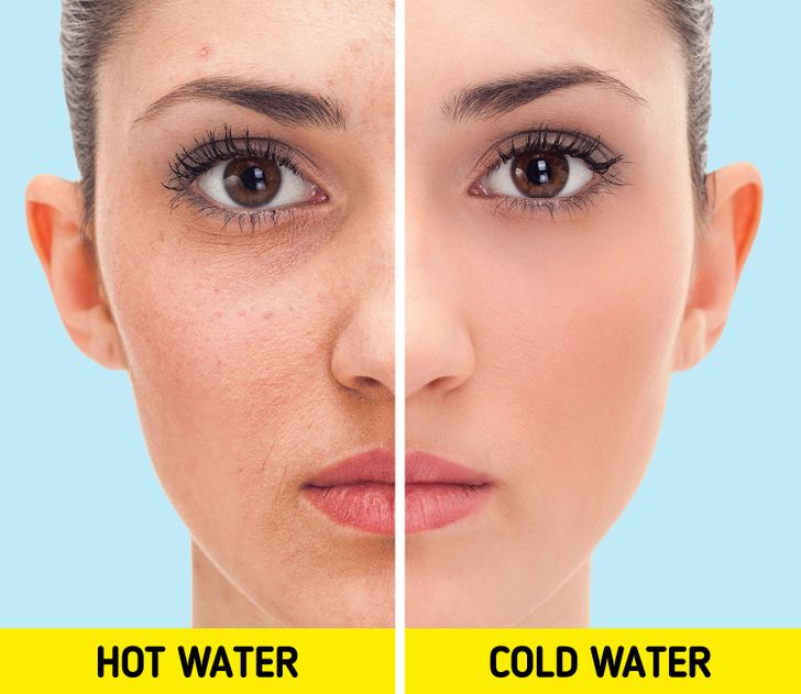 nước nóng và nước lạnh với làn da